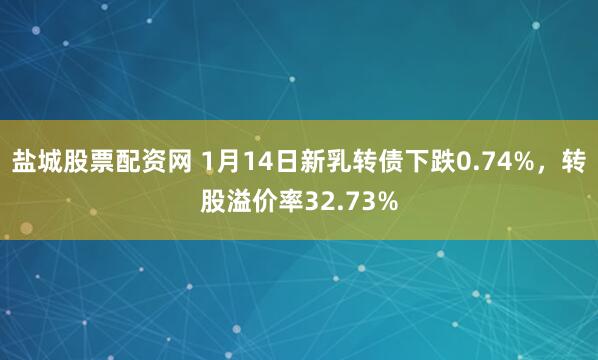 盐城股票配资网 1月14日新乳转债下跌0.74%，转股溢价率32.73%