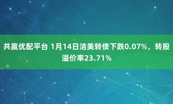 共赢优配平台 1月14日洁美转债下跌0.07%，转股溢价率23.71%
